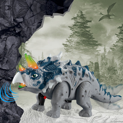 Triceratops Dinosaur Toy That Walks, Lights Up & Roars – Electric Dino Toy for Boys & Girls, Birthday Halloween Christmas Gift, Green / Gray