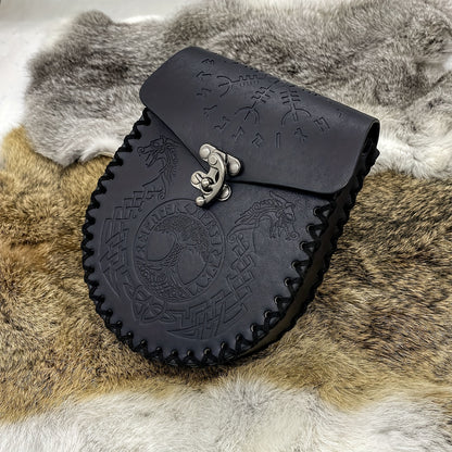 Viking Handmade Retro Faux Leather Waist Bag With Medieval Style, Ideal For Role-playing In Stage Plays