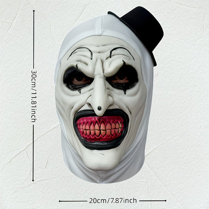 1pc Horror Clown Mask - Menacing Halloween Costume With Pale Light Beige-like Base, Latex Mask For Costume Parties, Haunted House, Easy-to-Wear Horror Face Mask For Adults & Teens, Halloween Mask, Costume Party Accessory, Scary Aesthetic