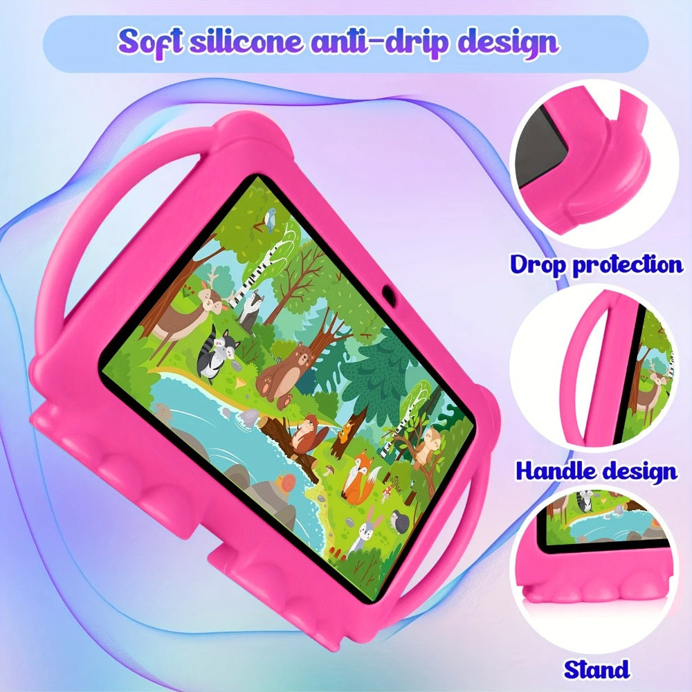 Tibuta 7 Inch Android 12 Kids Tablet – 32GB ROM, 4GB RAM, 2.4G WiFi, GMS, Eye Protection Display, Parental Control, Dual Cameras, Shock-Resistant Cover, Pink, Birthday Christmas Gift for Kids