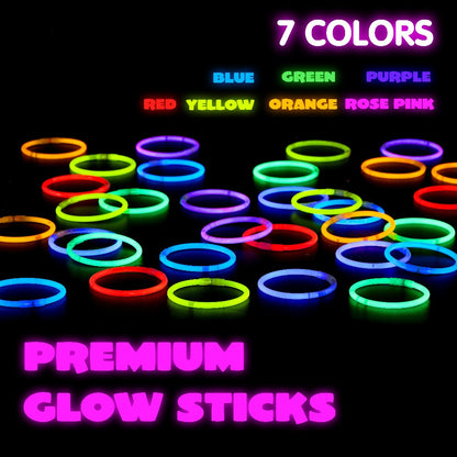 144-Piece Glow Sticks Bulk Pack 8 Inch – 7 Colors Glow in the Dark Bracelets & Necklaces for Halloween Christmas New Year Party Supplies Favors Concerts Festivals