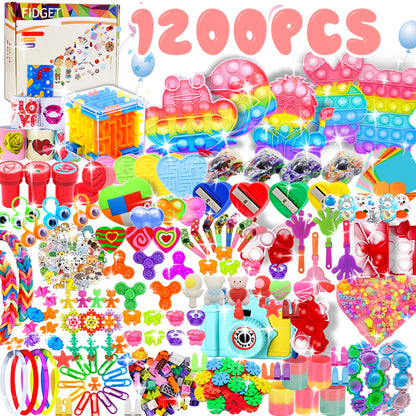 1000/1200pcs Kids Party Favor Bags, Multi-Item Fidget Toy Pack, Gift Bag Fillers, Bulk Classroom Prize Toys, Popular Fidget Spinner Toys, Bulk Piñata Fillers, Student Rewards, Sensory Toys, Soft Toys, Affordable Items, Carnival, Birthday Gifts