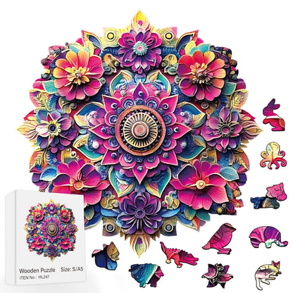 Mandala Wooden Puzzle, Exquisite Boxed Wooden Puzzle, Unique Irregular Shaped Animal Puzzle, Perfect Birthday And Christmas Gift, Active Brain Exercises Focus, Decorative Art Painting