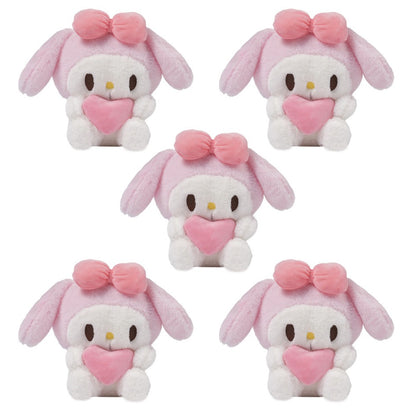 Kawaii Plush Set 5pcs Holding Hearts – Hello Kitty Kuromi My Melody Jade Gui Dog Sanrio Stuffed Animals, Room Decor Birthday Christmas Valentine Holiday Gift for Girls Teens Fans