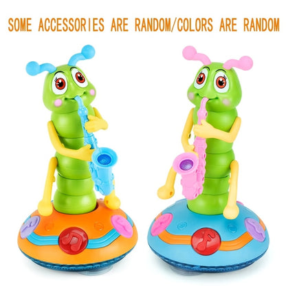 Caterpillar Saxophone Toy for Kids with LED Lights & Music - Electric Musical Instrument for Toddlers, Baby Sensory Play, Interactive Dancing Toy - Boys & Girls Birthday Christmas Gift