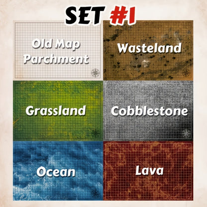 DnD Battle Map 3 Pack 24x36 Inch Dry Erase – Double-Sided 6 Terrain Grid Mats with Dice Accessories & Shoulder Bag, 1 Inch Grids for D&D 5e Pathfinder TRPG Tabletop RPG, Dungeon Master Gift