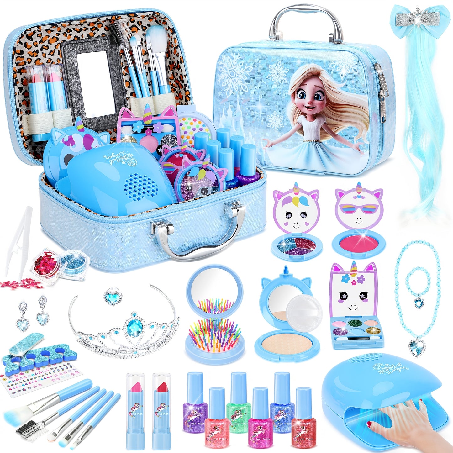 Children's Makeup Sets, Washable, Sets, Nail Art Sets, Princess Toys And Birthday Gifts, Suitable for Girls Aged 3 And Up, Are The Perfect Choice for Valentine's Day, Christmas And Back-to-school Gifts.