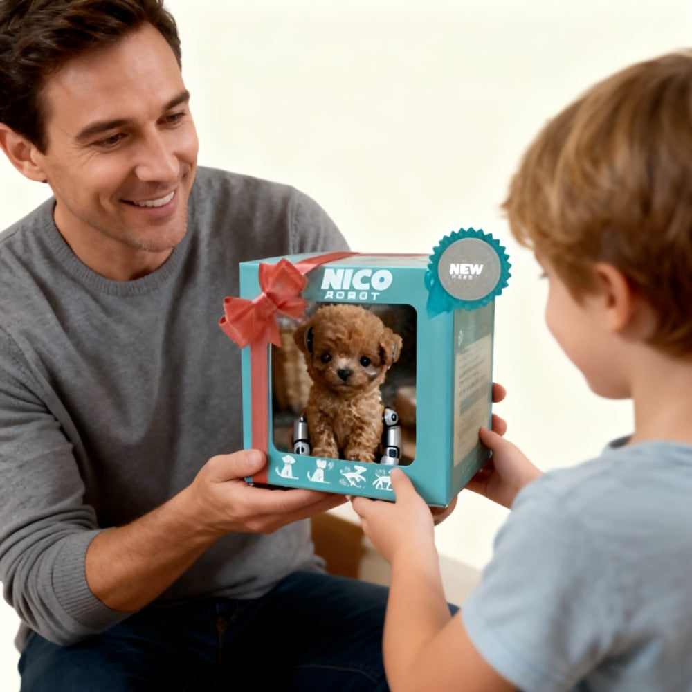 Realistic Plush Robot Puppy Dog Toy Brown — Walks Barks Wags Tail AI Interactive Electronic Pet No Batteries Needed, Lifelike Soft Dog Gift for Kids Boys Girls Birthday Christmas