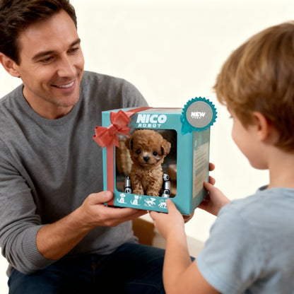 Realistic Plush Robot Puppy Dog Toy Brown — Walks Barks Wags Tail AI Interactive Electronic Pet No Batteries Needed, Lifelike Soft Dog Gift for Kids Boys Girls Birthday Christmas