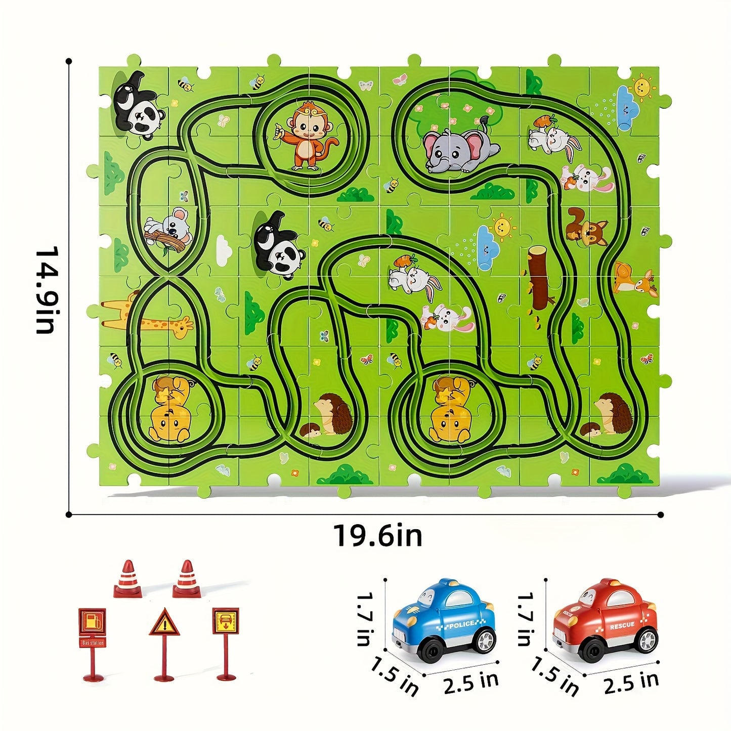 39pcs/ 56pcs/ 73pcs Jigsaw Puzzle Race Track Car Set Toys, Puzzle Tracks Car Toys Gifts for Boys Kids