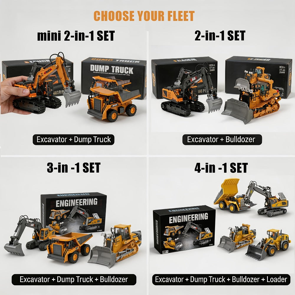 Remote Control Construction Vehicle Set 2/3/4pcs – 2.4G 11-Channel RC Excavator Dump Truck Bulldozer Alloy & Plastic Engineering Toy Car Kit for Kids Boys, Great Birthday Gift