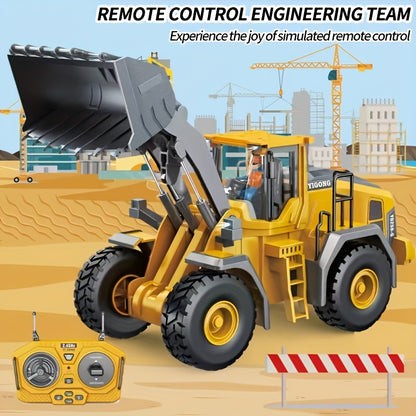 9 Channels Remote Control Loader, 2.4Ghz RC Construction Vehicle Truck with Alloy Metal Cap, Light & Sound, Rechargeable Battery, Ideal Gift for Halloween Thanksgiving Christmas