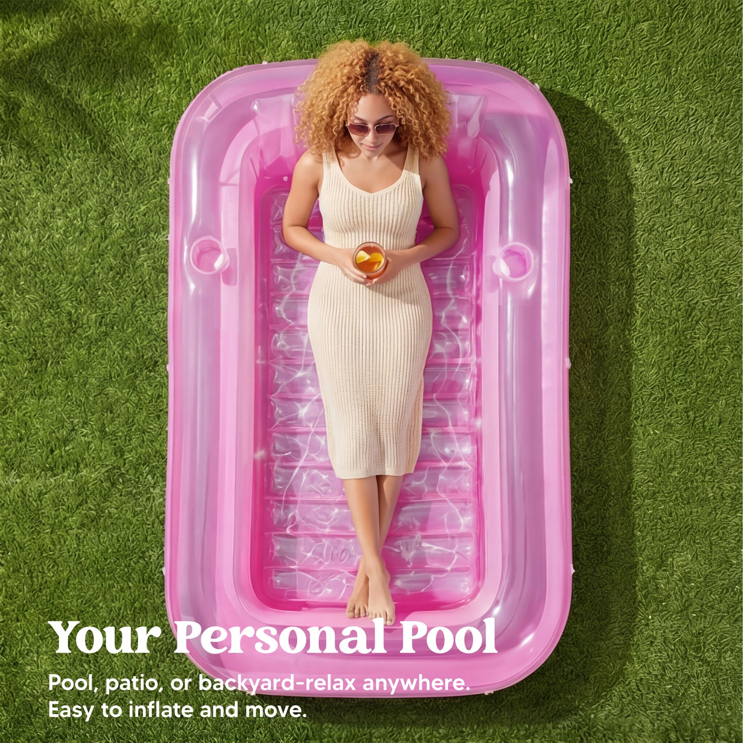 SYNCFUN Inflatable Tanning Pool Lounger Float, 70'' X 46'' Pool Floats Adult with Pillow, 4in 1 Suntan Tub Raft Floatie, Sunbathing Bed Lounge for Water Blow Up Kid Ball Pit Party Gifts, L-Pink White