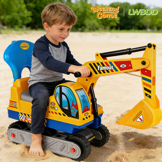 [Perfect Gift] Ride-On Excavator And Bulldozer Toys For Kids, Manual Excavator Scooters, And Ride-On Construction Vehicle Toys. Outdoor Toys Suitable For Boys And Girls Ages 3 And Up. The Perfect Gift For Children's Day Or Birthdays