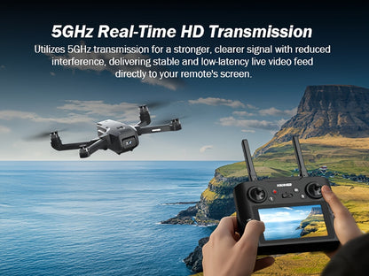 GPS Follow Me Drone Under 250g with 4.5 Inch LCD Screen – Camera Drone for Adults Beginners, Auto Return, Gesture Flight, Brushless Motor, Altitude Hold, 3 Speeds, Supports 32G SD Card