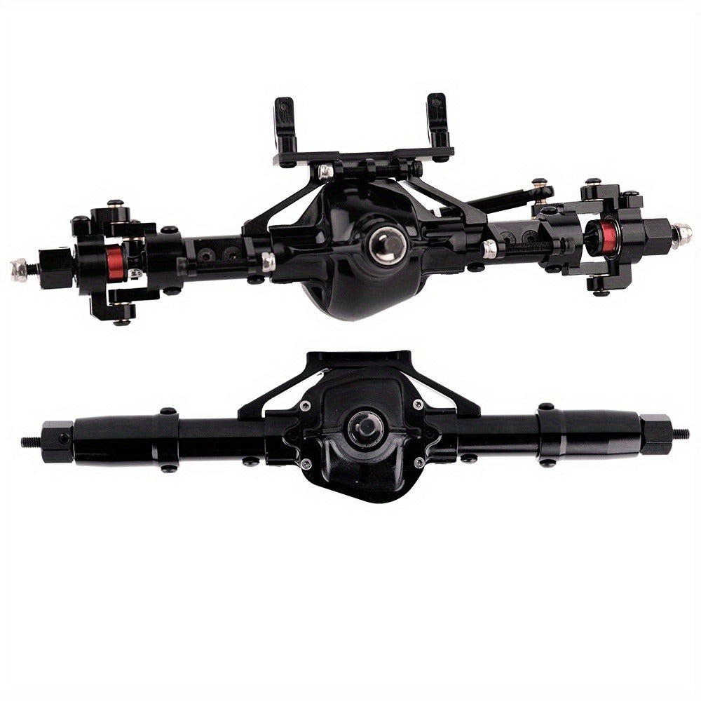 SCX10 Metal Axle Upgrade Kit CNC Aluminum Alloy Front & Rear Straight Axles for 1/10 RC Crawler – Compatible with Axial SCX10 90046 90047 Climbing Car, 45# Steel Drive Shaft, Ages 14+