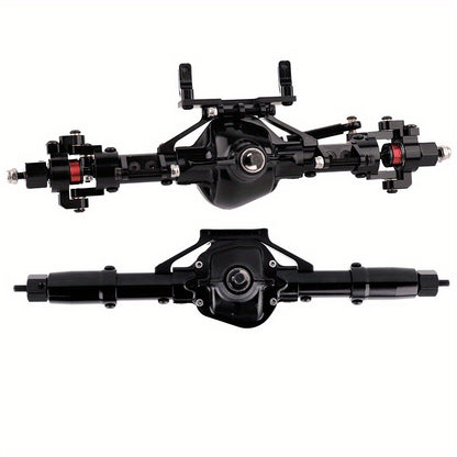 SCX10 Metal Axle Upgrade Kit CNC Aluminum Alloy Front & Rear Straight Axles for 1/10 RC Crawler – Compatible with Axial SCX10 90046 90047 Climbing Car, 45# Steel Drive Shaft, Ages 14+