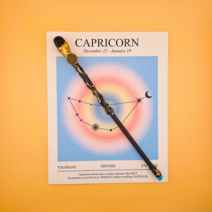 Zodiac Crystal Magic Wand Handmade with Gift Box – All 12 Signs Cosplay Scepter Witch Wand for Halloween, Christmas, Valentine's Day & Birthday Gift, Astrology Lover Gift for Her
