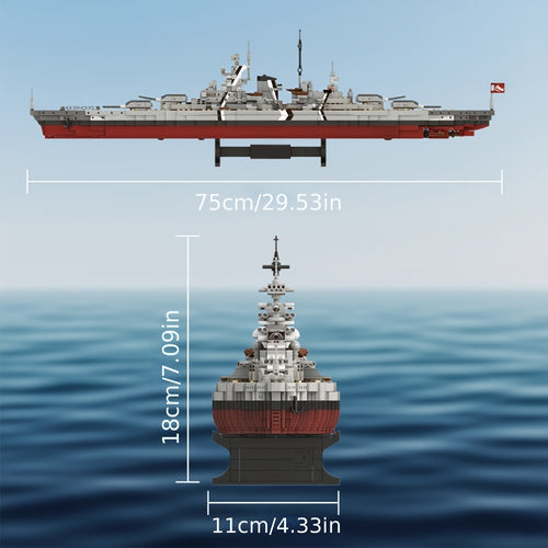2081pcs Tech Battleship Clamp Block Building Set, MOC Large Warship Building Block Ornament Model, Adult Collectible Display Toy, Best Gift for Warship Enthusiasts 4201