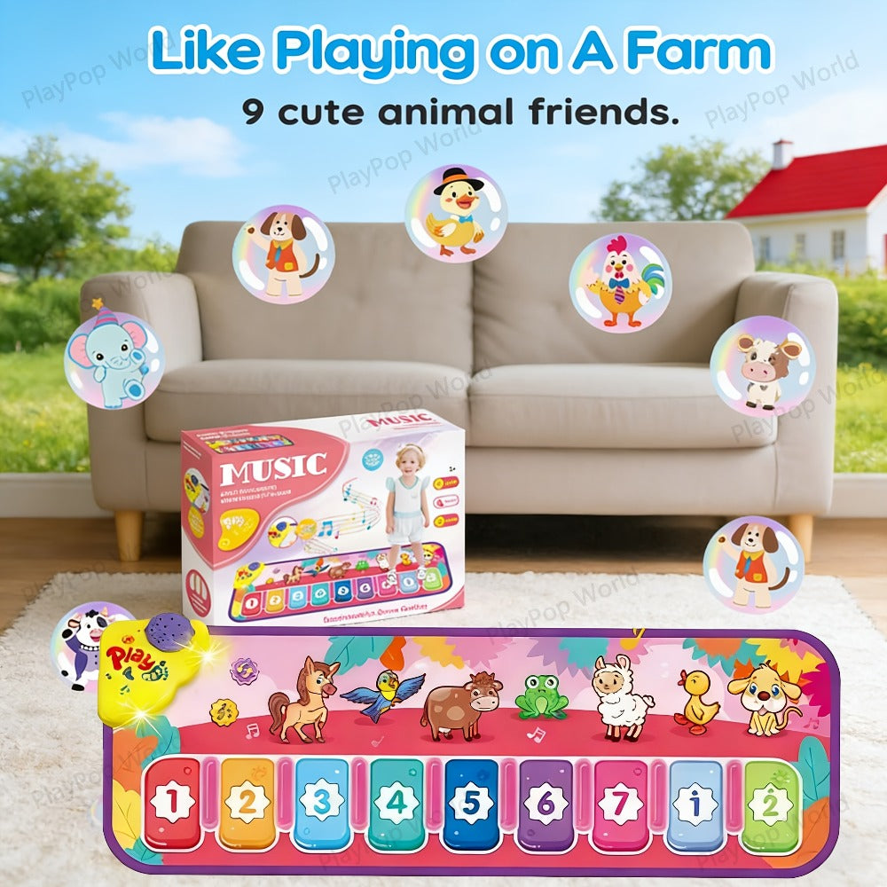 Children's Electronic Toy Farm Animal Piano Mat, Kids' Musical Carpet Play Mat, Children's Sensory Educational Learning Dance Keyboard Touch Blanket, Easter, Christmas, Birthday Gift, Suitable for 0+ Girls and Boys | Indoor/Outdoor Toy