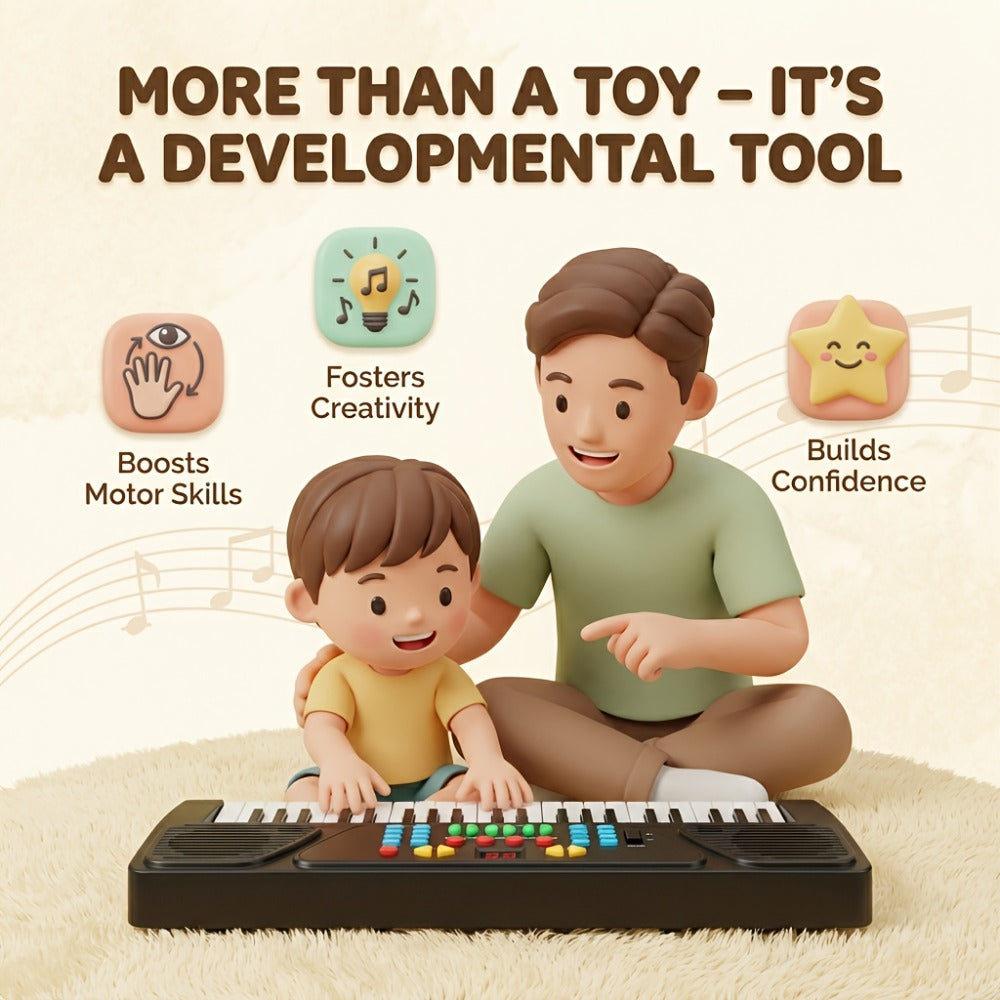 37-Key Electronic Piano Kit with Integrated Microphone | USB Operated | Keyboard Suitable for Young Learners | Sing-Along & Music Education | Family Fun for Parents And Children | Perfect Musical Present for Birthdays And Celebrations