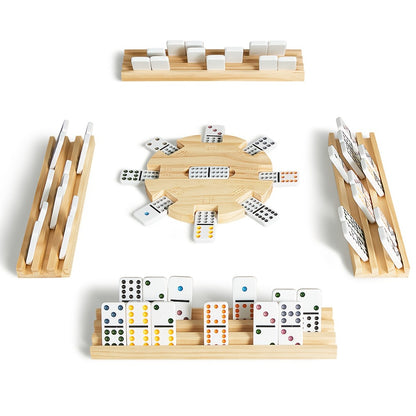Mexican Train Dominoes Double 12 Set – 91 Colorful Tiles, 9 Metal Trains & 4 Wooden Racks, Complete Strategy Board Game with EVA Travel Case for Family Game Night, Adults & Kids, Classic Christmas & Holiday Gift