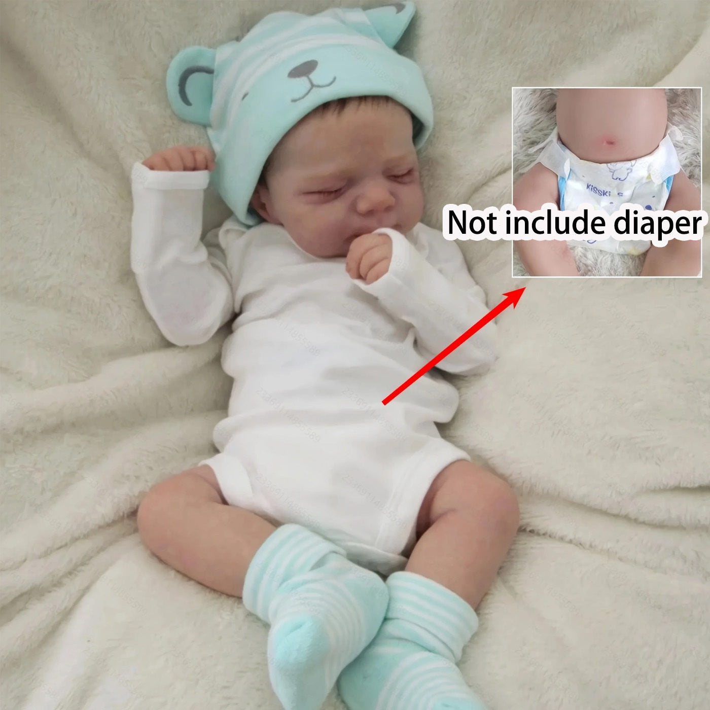 48cm 19inch Full Body Soft Vinyl Reborn Baby Girl Doll with 3D-Paint Skin and Visible Veins Like Real Sleeping  Newborn Bathe Toy for Children Birthday Gift