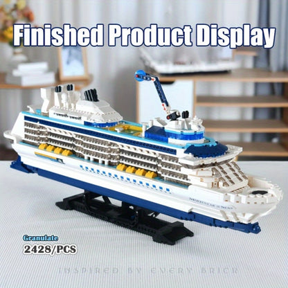 Cruise Ship Building Blocks Model 2428 Pcs – Technic Mini Brick Advanced Construction Set Home Decor Display for Adults Teens Ship Enthusiasts Christmas Birthday Gift