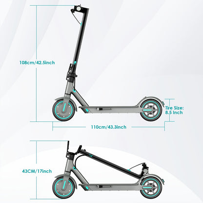 [Portable Scooter] Foldable Electric Scooter 350W Motor, 8.5" Solid Tires, Display, 3-Speed, Large Battery - Portable -Scooter for Urban Commuting, Suitable for Adults