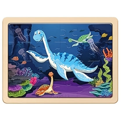 Wooden Dinosaur Puzzle Set for Kids Ages 3-8 – 4-in-1 Jigsaw Puzzles with 24 Pieces, Colorful Preschool Educational Toy for Boys & Girls, Fun Birthday Christmas Gift for Toddlers & Children