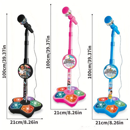 1 Set Kids Karaoke Microphone Toys - Kids Microphone Amplified Music Kids Microphone Random Print With Stand Analog Standing Karaoke Kids Singing Toys
