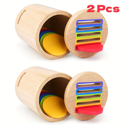 Wooden Color Sorting Coin Box Toy for Toddlers 1+ – Montessori Educational Sensory Learning Toy with 10 Colorful Blocks & Storage Bag, Fine Motor & Hand-Eye Coordination Toy, Christmas Gift for Boys & Girls