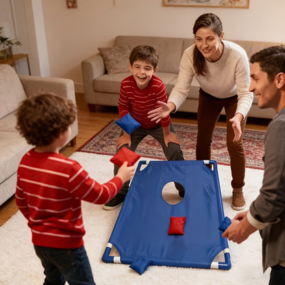 Portable Bean Bag Toss Game Set – 2 Foldable Boards & 12 Bean Bags, Outdoor Party Backyard Camping Game for Kids & Adults | Red & Blue | No Battery Required