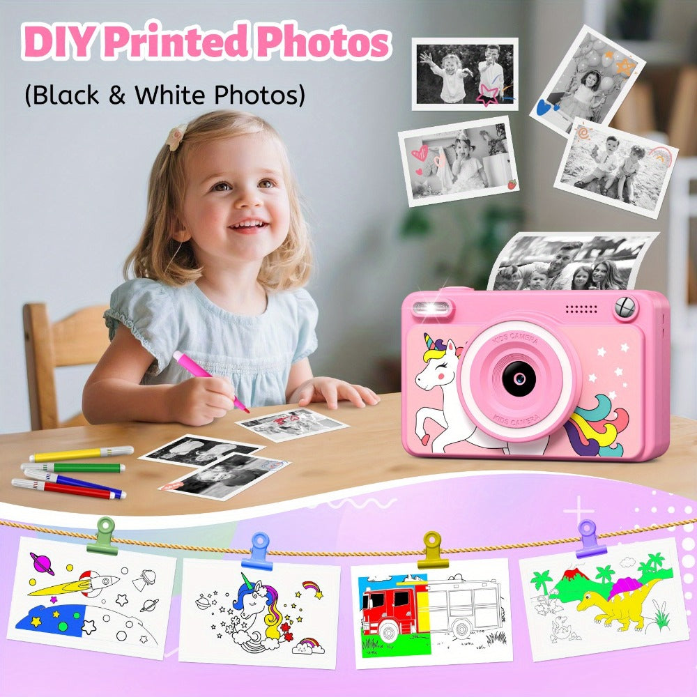 Kids Instant Print Camera - 1080P HD, 5 Rolls Paper And 32GB Card, Ideal Gift for Boys And Girls Age 3-14