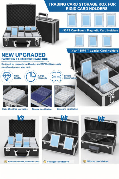 Card Brick Loading Aluminum Alloy Card Case with Key Lock - Vertical Four Rows, Black