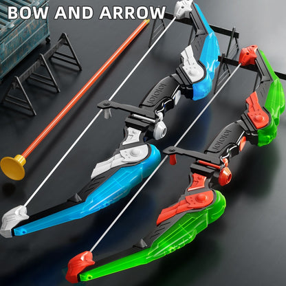 Kids Bow and Arrow Archery Set 10 Suction Cup Arrows Quiver Standing Target Safe Outdoor Toy Boys Girls Ages 3+ Birthday Christmas Holiday Gift Young Archers Green