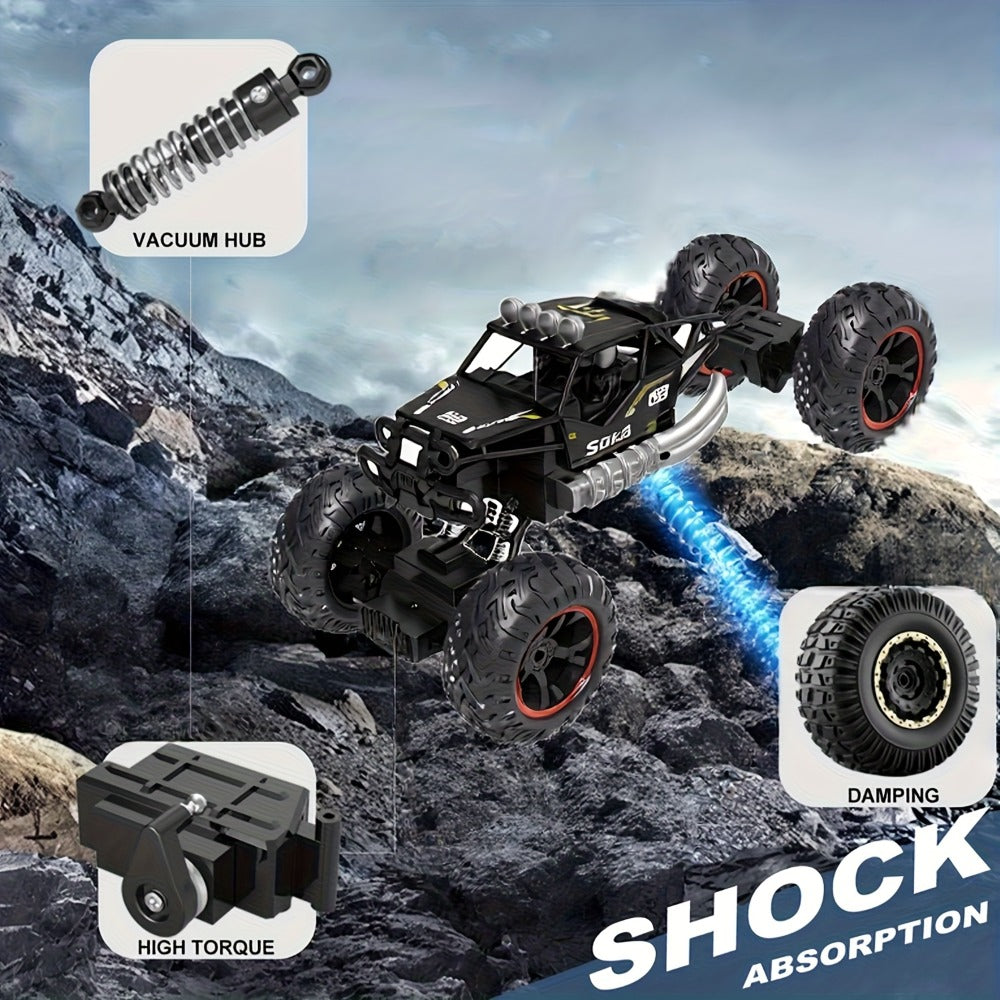 High Speed RC Off-Road Truck for Boys 6+ – Large All-Terrain Remote Control Car with USB Rechargeable Battery, 4WD Racing Vehicle, Cool Birthday Christmas Gift for Kids (Black or Red)