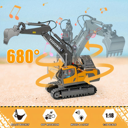Remote Control Excavator, Bulldozer, Dump Truck, Loading Truck, Toy Set, Single Or Multiple Combination Set, Boys' Model, 1200mAh Remote Control Excavator Toy With Metal Shovel And Light, Suitable For Boys Over 6 Years Old