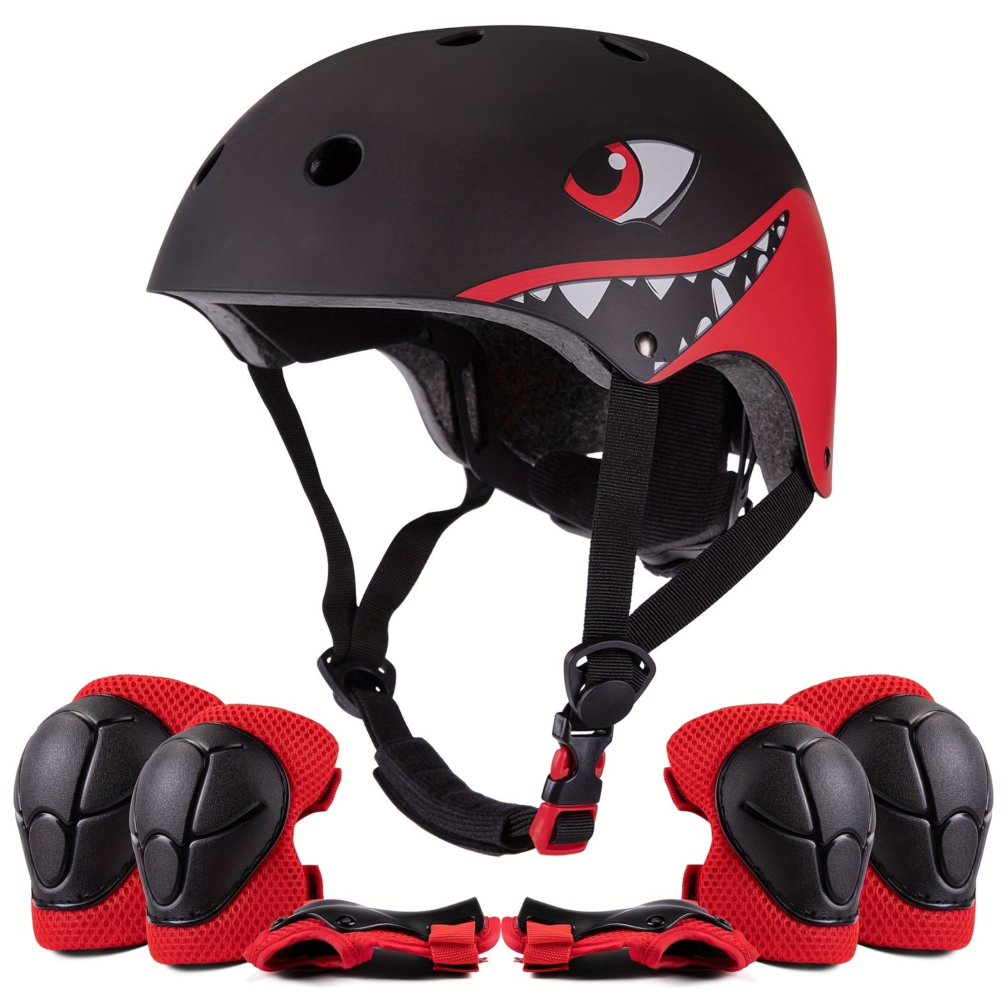 Kids Bike Helmet Set, Adjustable Helmet for Ages 5+ Boys Girls, Toddler Helmet Pad Set with Knee And Elbow Pads for Bike And More Sports