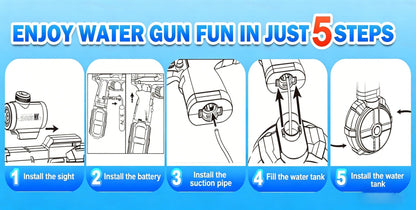 Electric Water Gun High Pressure Automatic Squirt Blaster with LED Flash & USB-C Rechargeable – 40ft Long Range Rapid Fire for Kids Teens Adults, Pool Beach Backyard Summer Outdoor Toy Gift
