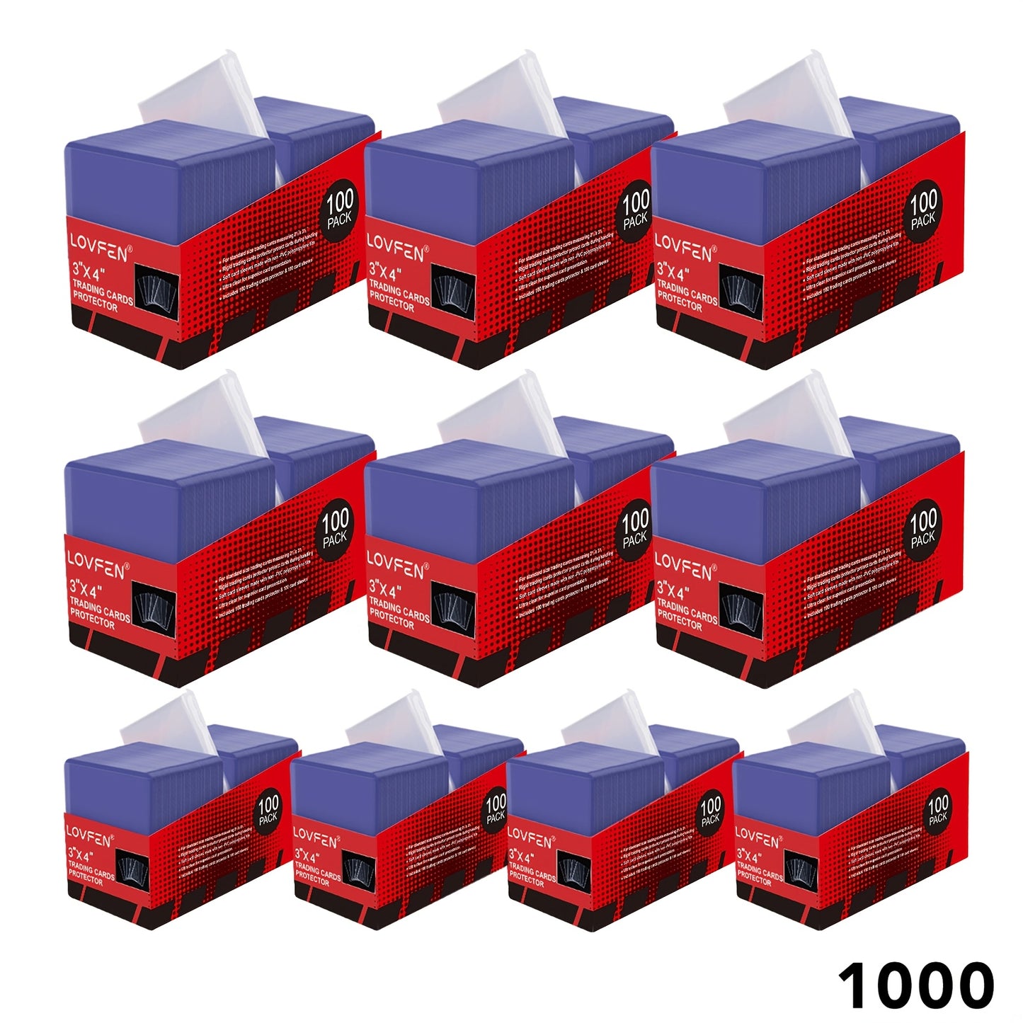 LOVFEN 100/200/500/1000/2000pcs Top-loading, Each Set Includes A Card Film And Card Sleeve, 35pt, 3-inch X 4-inch Coin Card Box, Suitable For Baseball And Soccer, Standard Trade Application, Suitable For Sports Cards And Collectible Cards - Durable