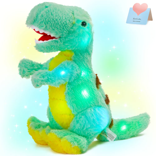 Battery-Free Glowing Musical Dinosaur Plush Toy Suitable for Kids - & Sound Effects, Soft Cuddly Stuffed Animal with Musical Dinosaurs, Battery- Suitable for Birthdays, Easter Gifts (No Required)