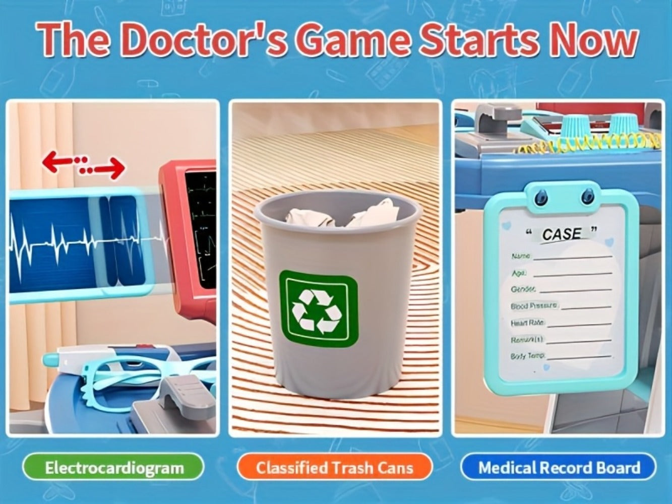 Kids Doctor Kit Medical Cart Set – Movable Toy Trolley with Stethoscope, Thermometer & Medical Accessories, Doctor Nurse Role Play Toy, Birthday Gift for Boys & Girls Ages 3+