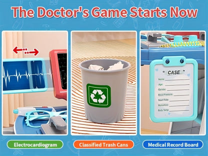 Kids Doctor Kit Medical Cart Set – Movable Toy Trolley with Stethoscope, Thermometer & Medical Accessories, Doctor Nurse Role Play Toy, Birthday Gift for Boys & Girls Ages 3+