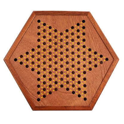 1 Set Deluxe Wooden Chinese Checkers Game - 12.5" Hexagonal Board with Storage Drawer, 60 Acrylic Marbles & 12 Spare - Classic Family Strategy Game for Home Gatherings - Perfect Gift for Family & Friends