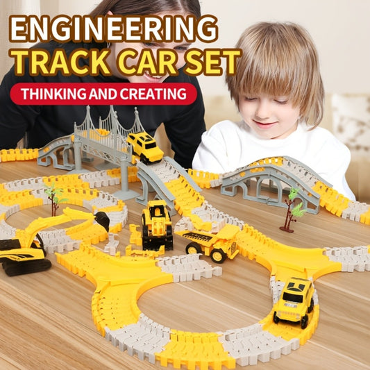 [Kids' Birthday Gifts] Tong Li Kids' Versatile Track Car Toys, Engineering Track Set, 3-8 Kids' Birthday Gifts Creative Building Electric Track Cars, Assembled Track Cars, Track Obstacle Challenge Cars, Train & Race Car Track Model Cars, High-Speed Track