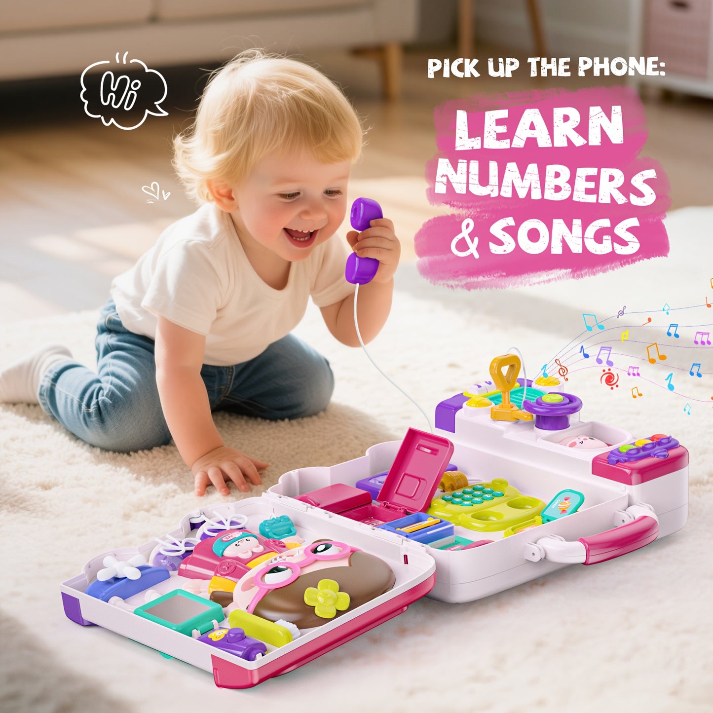 Toddler Toys for 18months Baby Toys, Musical Baby Busy Board, Early Educational Toy for Toddlers, Motor Skills Developmental Toy for 18months, Birthday Gift for Baby