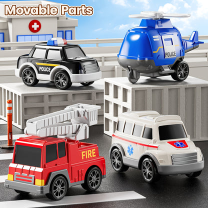 Ambulance/ Construction Truck Toys, 5in 1 Carrier Trucks Cars for Boy Toys Birthday, Car Trucks Friction Power Toys with Light Sound