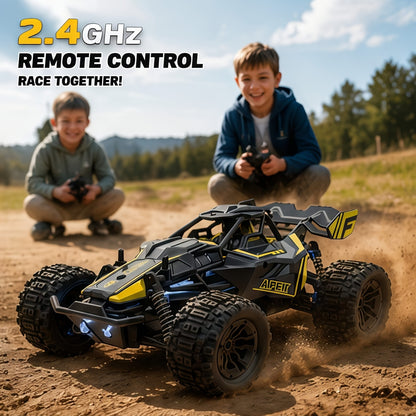 RC Monster Truck 1:20 Scale 4WD with LED Headlights – 2.4GHz All-Terrain Off-Road Remote Control Car, High-Speed Amateur RC Vehicle, Birthday Gift for Boys, Fast & Furious Green Yellow Red