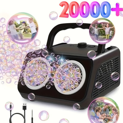 Electric Bubble Machine for Kids Toddlers – Dual Fan 20000+ Bubbles Per Minute with Bubble Solution Included, Battery Operated Outdoor Bubble Blower Toy for Boys Girls Ages 3+, Birthday Party Gift